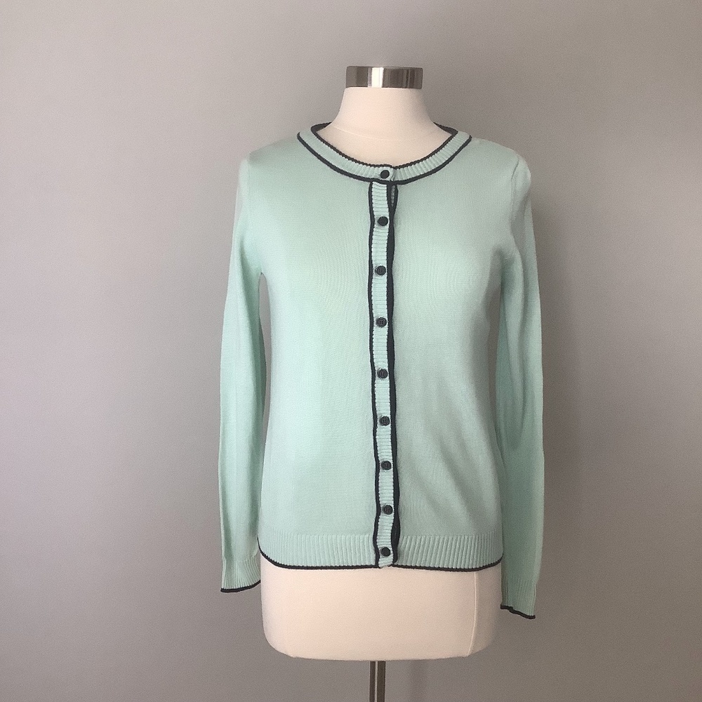 Modcloth Anthro Ringer Cardigan Sweater Aqua S - Picture 16 of 16